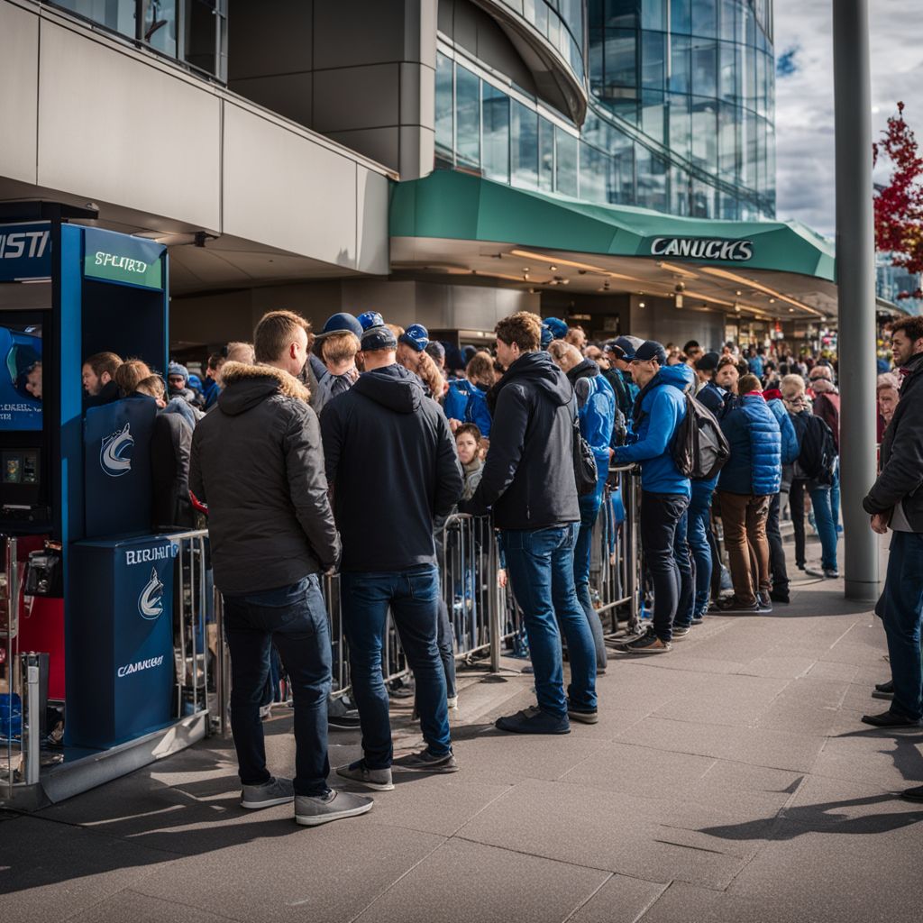 Fans purchasing Vancouver Canucks tickets at Rogers Arena.